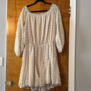A Beautiful Soul Cream Textured Long Sleeve Dress